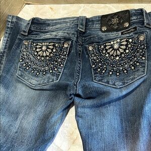 Miss Me Blue Boot Cut Jeans with Embellished Pockets